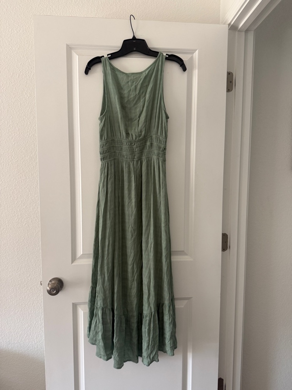 Rewind Sage Green Sleeveless High-Low Button Front Maxi Dress - Picture 3 of 4